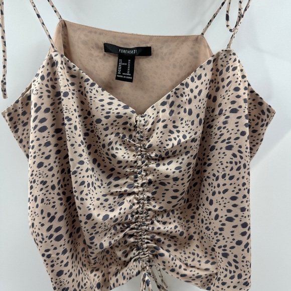 Forever 21 Satin Cropped Adjustable Tie Strap Tank Top Size Medium - Picture 2 of 6